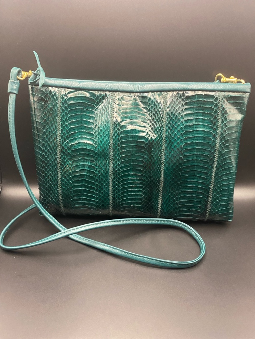 Vintage 80’s Chance Encounters Emerald Green Snakeskin Bag